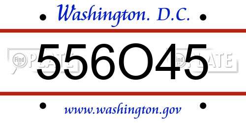 556O45 District Of Columbia License Plate