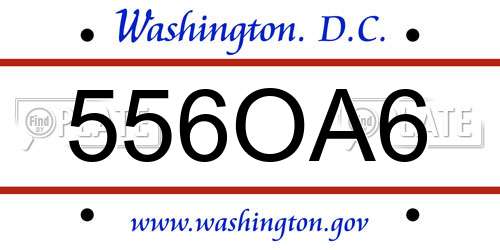 556OA6 District Of Columbia License Plate