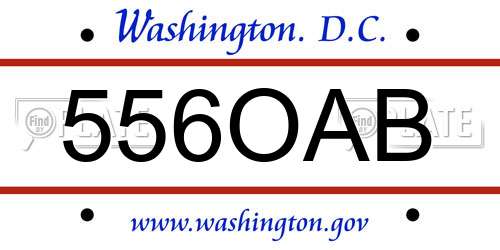 556OAB District Of Columbia License Plate