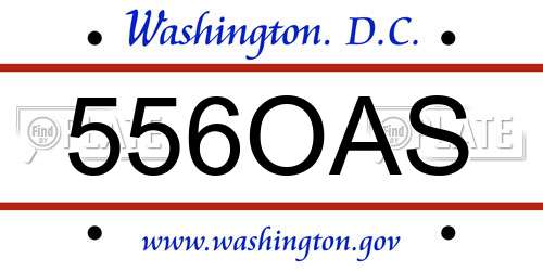 556OAS District Of Columbia License Plate
