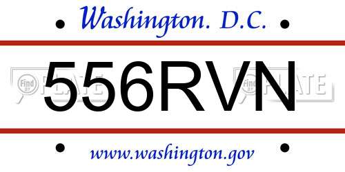 556RVN District Of Columbia License Plate