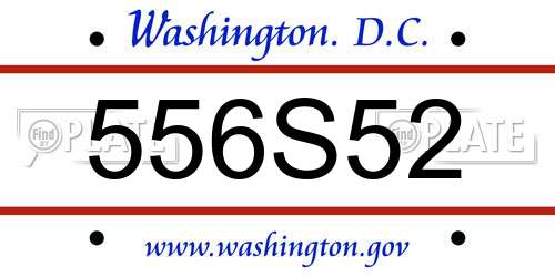556S52 District Of Columbia License Plate