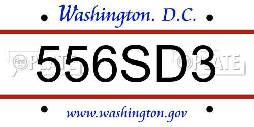 556SD3 District Of Columbia License Plate