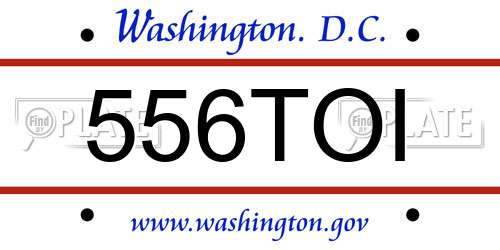 556TOI District Of Columbia License Plate