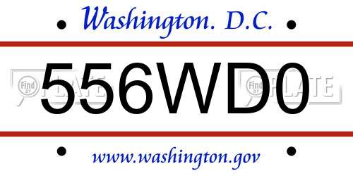 556WD0 District Of Columbia License Plate