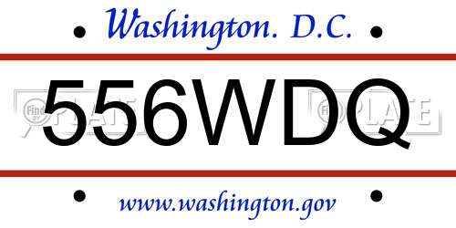 556WDQ District Of Columbia License Plate