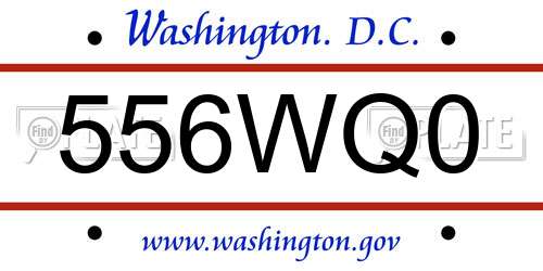 556WQ0 District Of Columbia License Plate