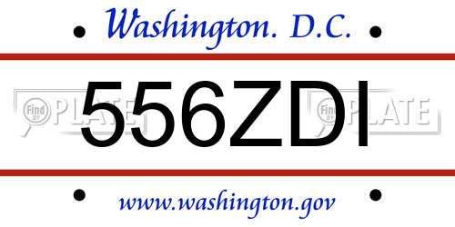 556ZDI District Of Columbia License Plate
