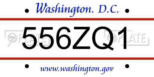 556ZQ1 District Of Columbia License Plate