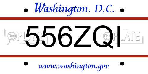 556ZQI District Of Columbia License Plate