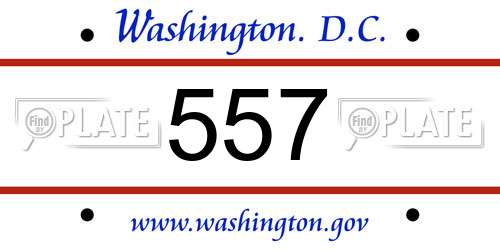 557 District Of Columbia License Plate