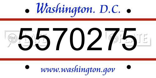 5570275 District Of Columbia License Plate