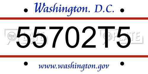 55702T5 District Of Columbia License Plate