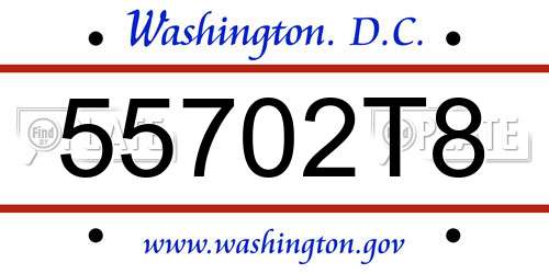 55702T8 District Of Columbia License Plate