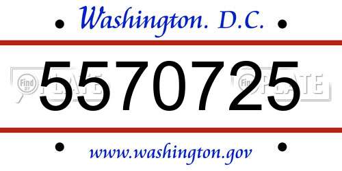 5570725 District Of Columbia License Plate