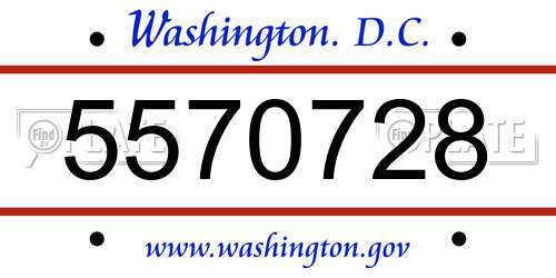 5570728 District Of Columbia License Plate