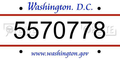 5570778 District Of Columbia License Plate