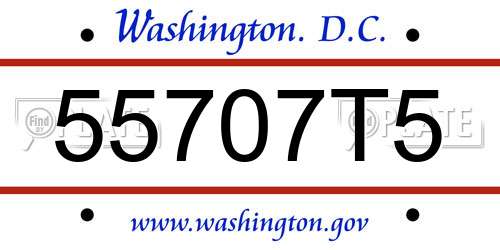 55707T5 District Of Columbia License Plate