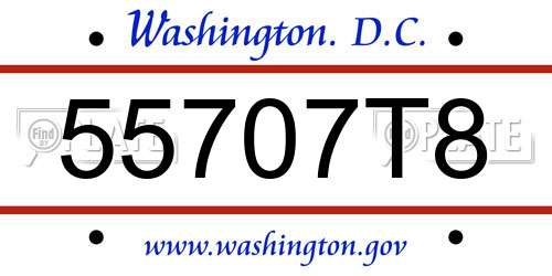 55707T8 District Of Columbia License Plate
