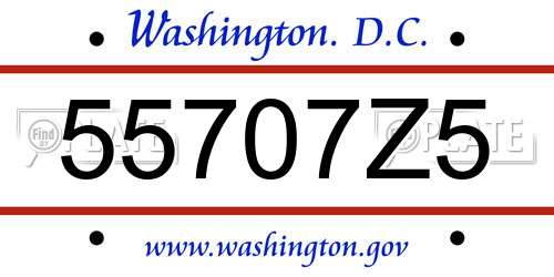 55707Z5 District Of Columbia License Plate