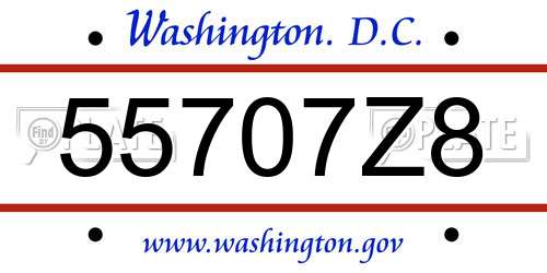 55707Z8 District Of Columbia License Plate