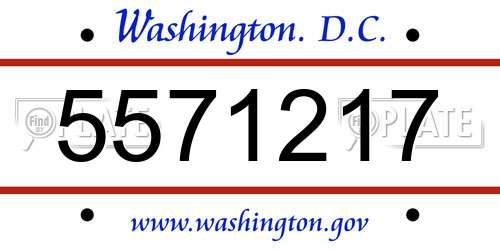 5571217 District Of Columbia License Plate