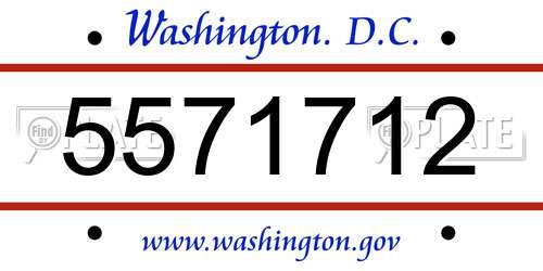 5571712 District Of Columbia License Plate