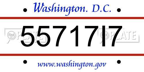 55717I7 District Of Columbia License Plate
