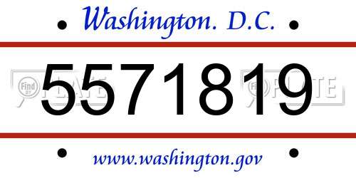 5571819 District Of Columbia License Plate
