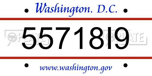 55718I9 District Of Columbia License Plate