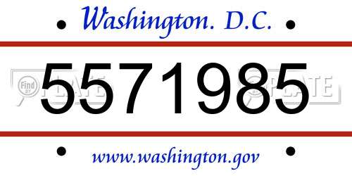 5571985 District Of Columbia License Plate