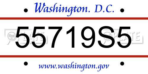 55719S5 District Of Columbia License Plate