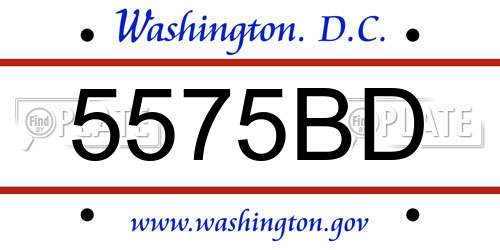 5575BD District Of Columbia License Plate