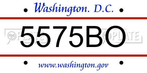 5575BO District Of Columbia License Plate