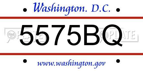 5575BQ District Of Columbia License Plate