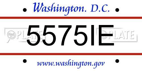 5575IE District Of Columbia License Plate