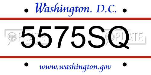 5575SQ District Of Columbia License Plate