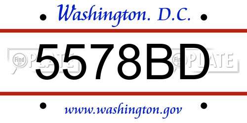 5578BD District Of Columbia License Plate