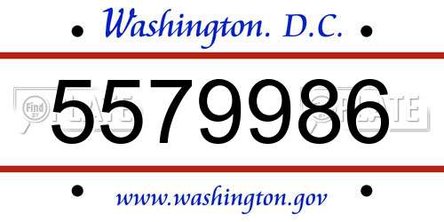 5579986 District Of Columbia License Plate
