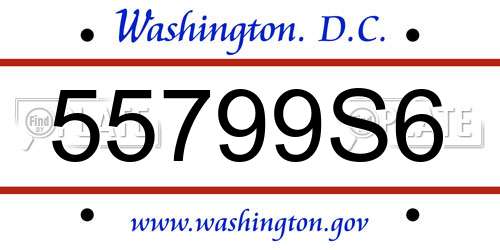55799S6 District Of Columbia License Plate