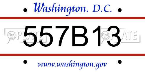 557B13 District Of Columbia License Plate