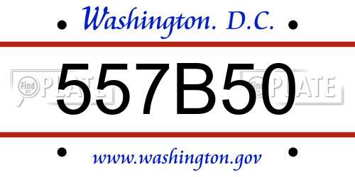 557B50 District Of Columbia License Plate