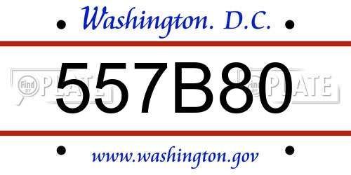 557B80 District Of Columbia License Plate