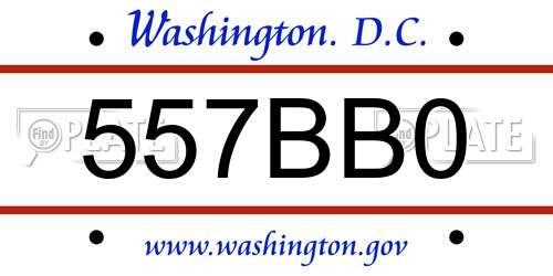 557BB0 District Of Columbia License Plate
