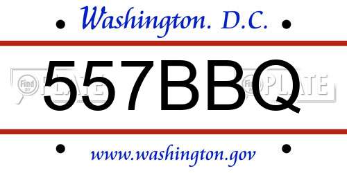 557BBQ District Of Columbia License Plate