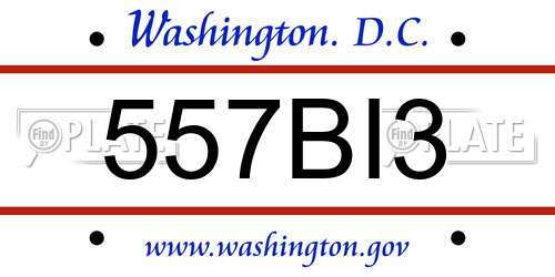 557BI3 District Of Columbia License Plate