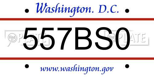557BS0 District Of Columbia License Plate