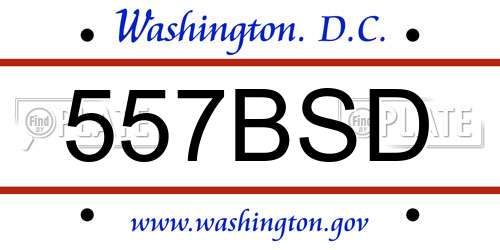 557BSD District Of Columbia License Plate