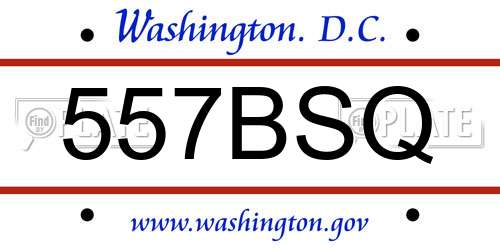 557BSQ District Of Columbia License Plate