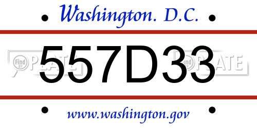557D33 District Of Columbia License Plate